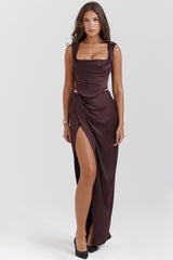 rich brown maxi skirt