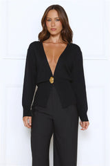 Noir Allure Knit Cardigan Black