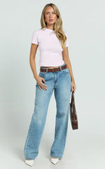 Georgina Top - Crew Neck Short Sleeve Baby Tee in Baby Pink