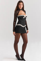 black metallic jacquard corset & bolero