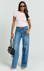 Georgina Top - Crew Neck Short Sleeve Baby Tee in Baby Pink