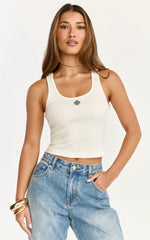 Elara Top - Scoop Neck Tank Top in White