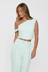 The Edit Tailored Off Shoulder Crop Top Mint