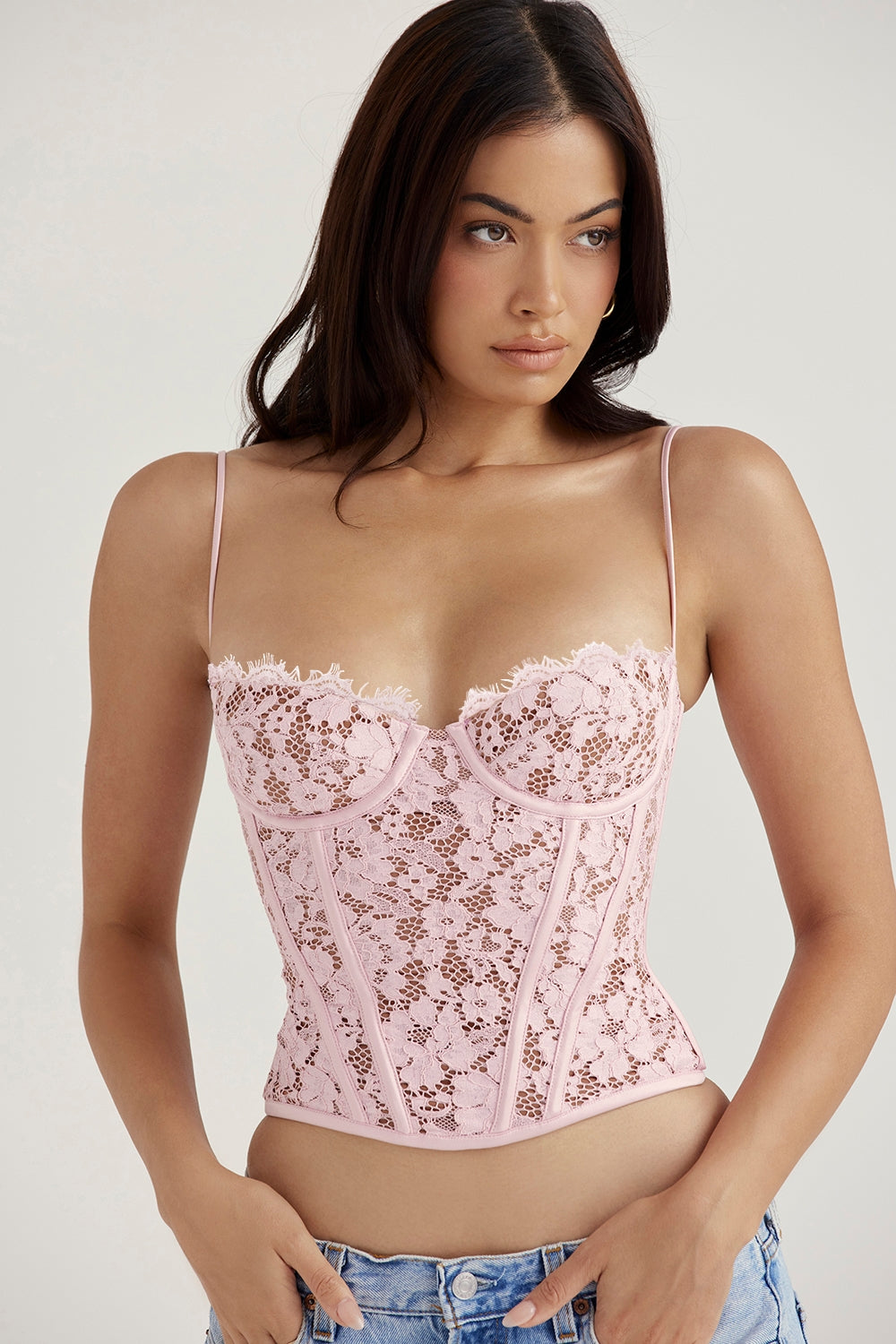 rose lace underwired corset