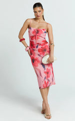 Claudia Top - Gathered Scoop Neck Top in Pink Floral
