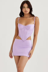 orchid satin mini skirt