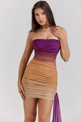 ombre mesh strapless mini dress