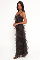 Ciao Ruffles Maxi Dress - Black Leopard