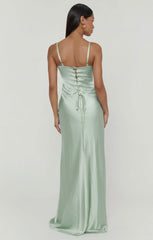 Logan Dress ~ Pistachio Luxe Satin