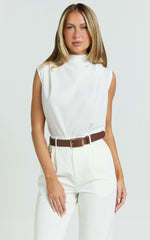Arianae Top - High Neck Top in White