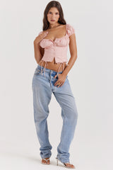 baby pink gathered top