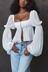 white pleated top