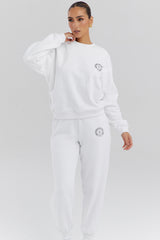 white crew neck sweatshirt