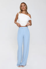 Linear Mood High Rise Straight Leg Tailored Pants Blue