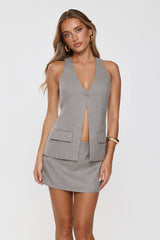 Desk To Dazzle Tailored Vest Top Grey