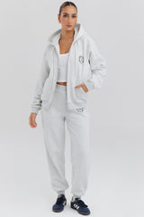 light grey marl fleece back jogging trousers