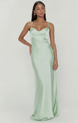 Logan Dress ~ Pistachio Luxe Satin