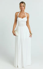 Adelia Maxi Dress - Jersey Halter Contrast Dress in White