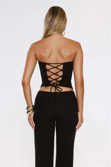 Chic City Girl Strapless Crop Top Black