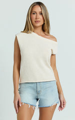 Marilou Top - Knit Off Shoulder Top in Cream