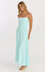 Rose Midi Dress - Strappy Straight Neck Midi Dress in Mint