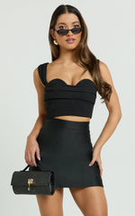 Chelsea Top - Gathered Bust Corset Top in Black