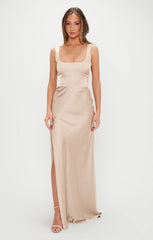 Lana Maxi Dress ~ Champagne Luxe Satin