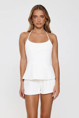 Modern Preppy Tailored Halter Top White