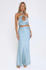 Dreambound Satin Halter Top Blue