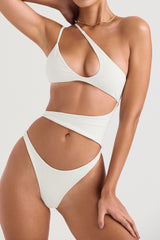 ivory asymmetric cutout swimsuit