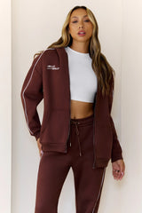 BASE Fleece Zip Up Hoodie Brown
