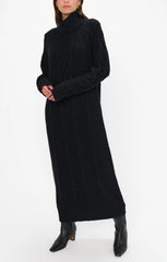 Montreal Midi Dress ~ Black Cable Knit