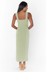Eden Midi Dress ~ Moss Green Stretch
