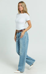 Georgina Top - Crew Neck Short Sleeve Baby Tee in White