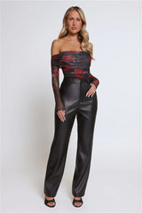 Roses In Bloom Long Sleeve Mesh Bodysuit Black