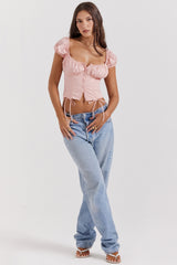 baby pink gathered top