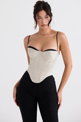 beige satin underwired corset