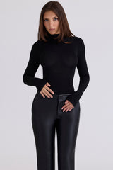 black high neck long sleeve bodysuit