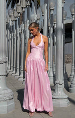 Eliza Maxi Dress ~ Light Pink Light Taffeta