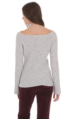 Knit Keyhole Jumper in Light Grey